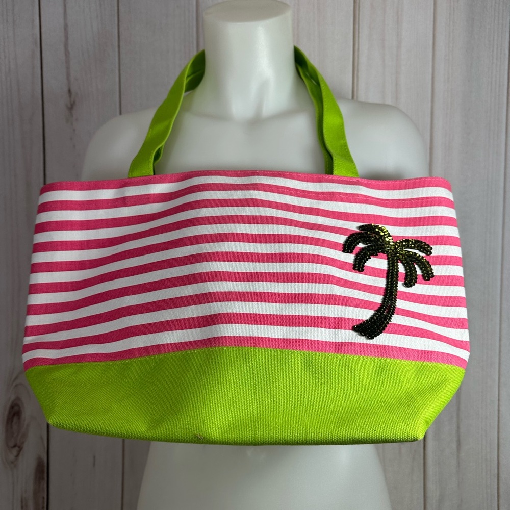 Quacker Factory Bag Tote Sequin Palm Tree Shoppin… - image 2